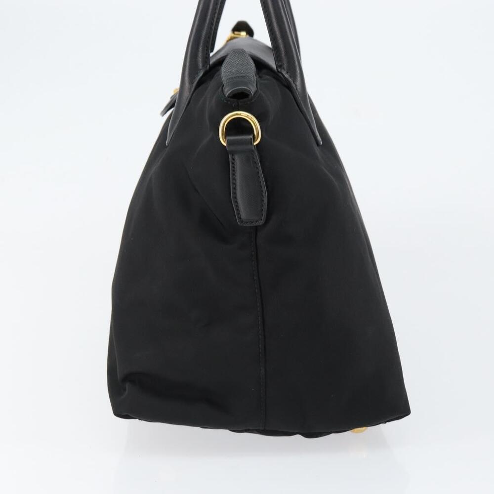 PRADA Hand Bag Nylon Black Gold Auth 148636 - Picture 3 of 16